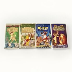 Disney Masterpiece VHS Lot Bambi Lady & Tramp Winnie Pooh Oliver Clamshell